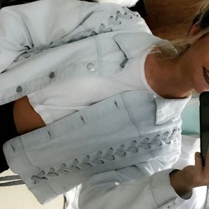 Forever 21 Lace Up Jean Jacket